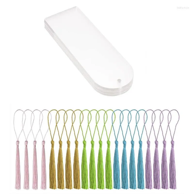 Sleutelhangers Blanco Helder Acryl Bladwijzers 20 Stuks Rechthoek Ambachtelijke Transparante Boek Markers Met Kleine Bladwijzer Kwastjes