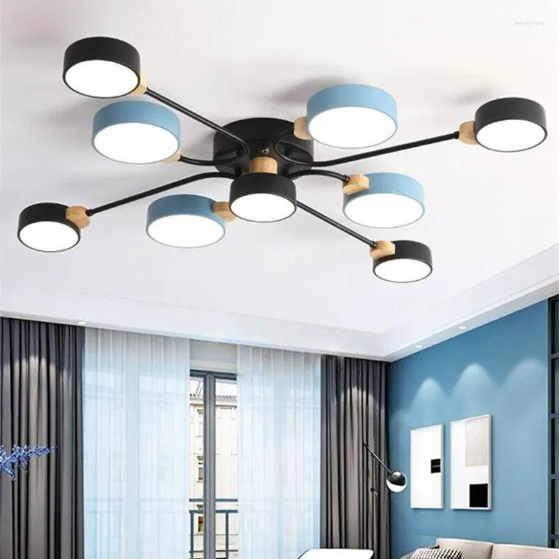 Plafonniers Design 220V LED Lustre Pour Salon Nouveauté Gris Rond Abat-Jour En Métal Lustres Chambre Éclairage