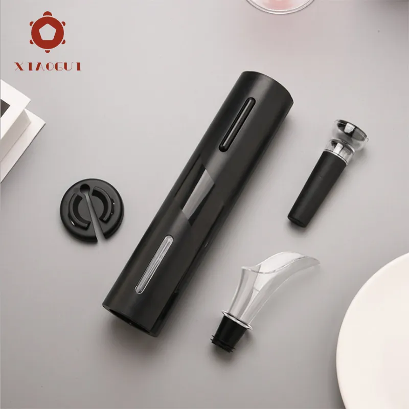 Openers XiaoGui Electric Wine Bottle Opener Battery Cork Reamer Tinfoil Knife Kitchen Tools American Family Set Sacacorchos Electrico 230609