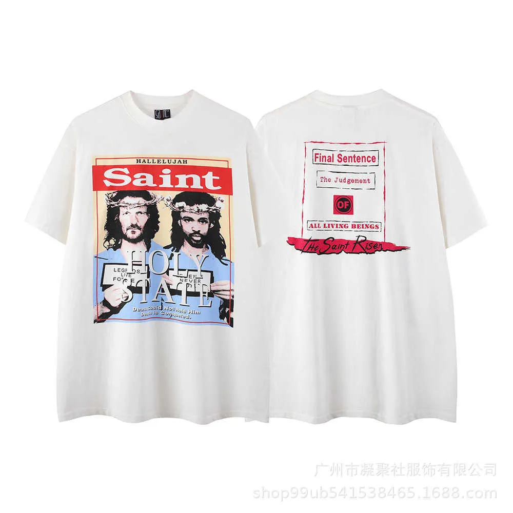 Sp5d New Style T-shirt per uomo e donna Fashion Designer Saint Michael Co Vintage Portrait Student Street Coppia Girocollo Maniche corte Trendy Loose Fitting