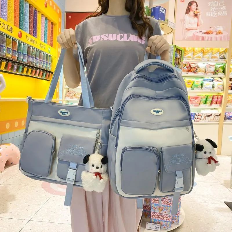 أكياس مدرسية متعددة الوظائف للنساء على ظهر حقيبة نايلون مقاومة للماء للفتيات جيوب متعددة الكتف سعة كبيرة السفر