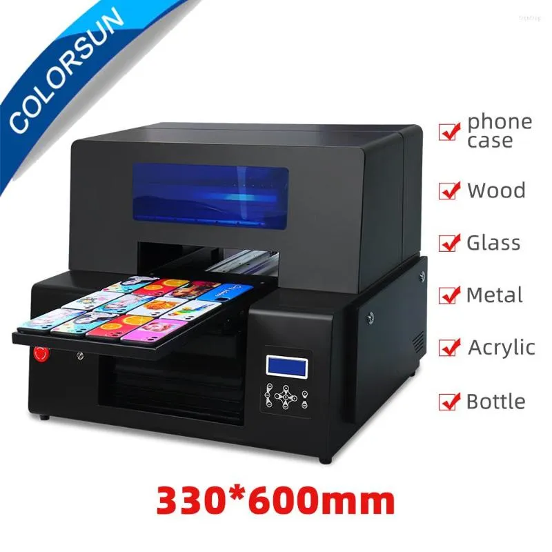 Coloursun UV Printer XP600 DRINTHEAD Szybka prędkość automatyczna A3 Fasena z płaskim telefonem akrylowy metalowy cylinder drewniany