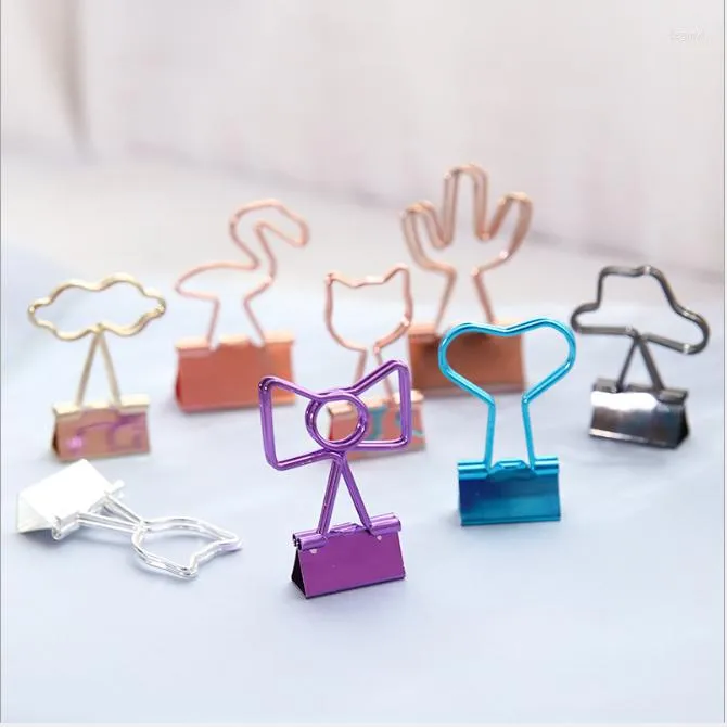 Clips Binder Paper Paperclips Pink Iron Plastic Cute Kawaii School Stationery Office Supplies Girl Mini Push Pin File