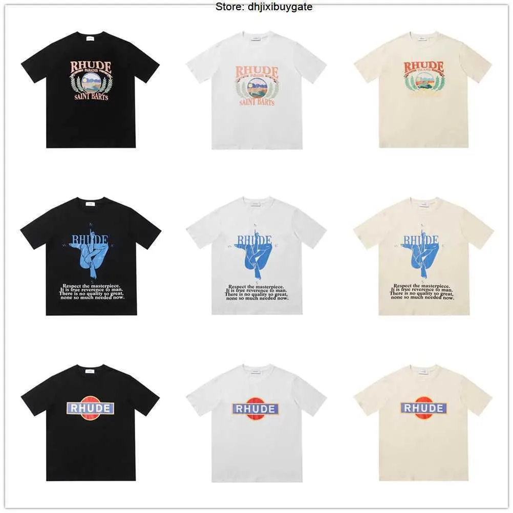 Top Craftsmanship T-shirts pour hommes et femmes RHUDE New Print T-shirt populaire à manches courtes Trendy Brand Underlay