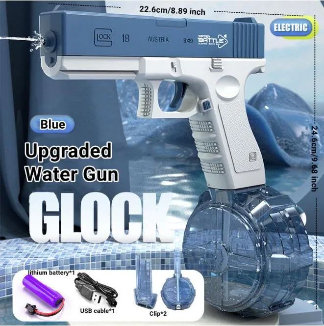 Gun Toys Automatic Electric Water Gun Toy Summer Outdoors Pool Beach Toys High Pressure Water Pistol Large Clip Birthday Gifts