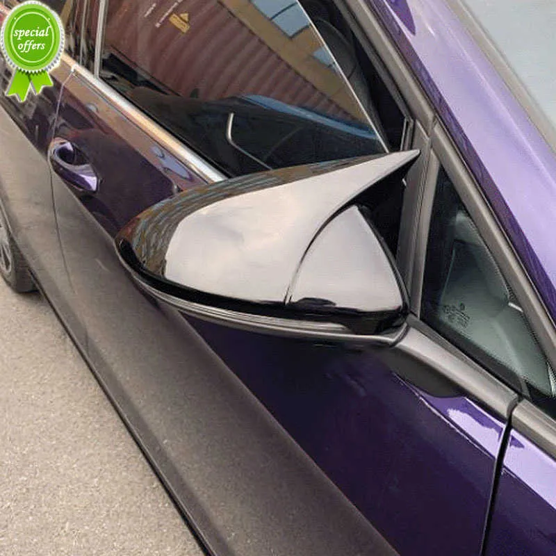 Nya Bright Black Horns Mirror Housing Mirror Cover för VW Golf 7 Mk7 7,5 GTD R GTI GTE VII Cap E-Golf Sportsvan 2013 2018 2019 2020