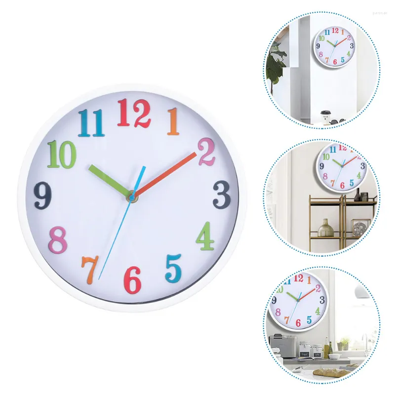 ウォールクロック時計ミュートベッドルームカラフルなフィギュアオフィス装飾レトロデコレーションプラスチック飾りデジタル