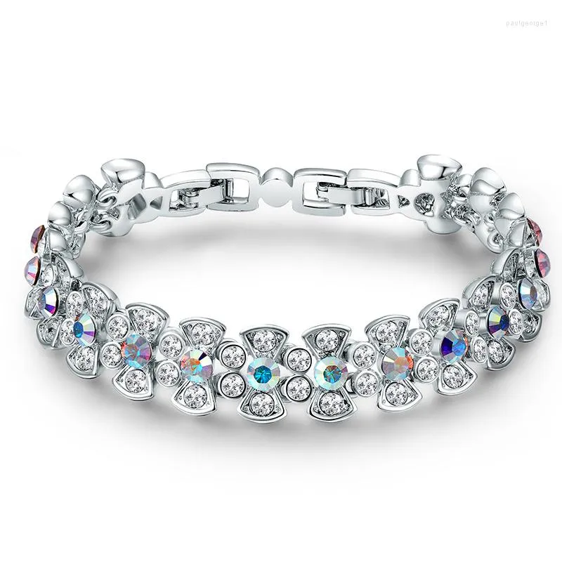 Браслеты очарования Cocom Luxury Flower Wedding Braclet Bracelet с сияющим кристаллом от австрийского свадебного подарка для женщин подарок для женщин
