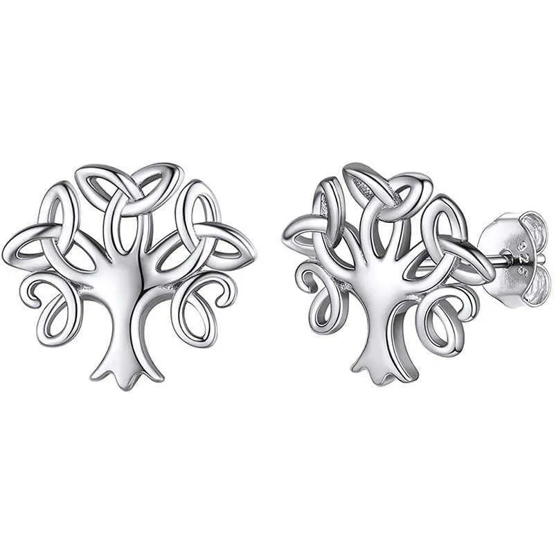 Charm 925 Silber Celtic Knot Cross Life Tree Glatte einfache weibliche Tremella -Nagel