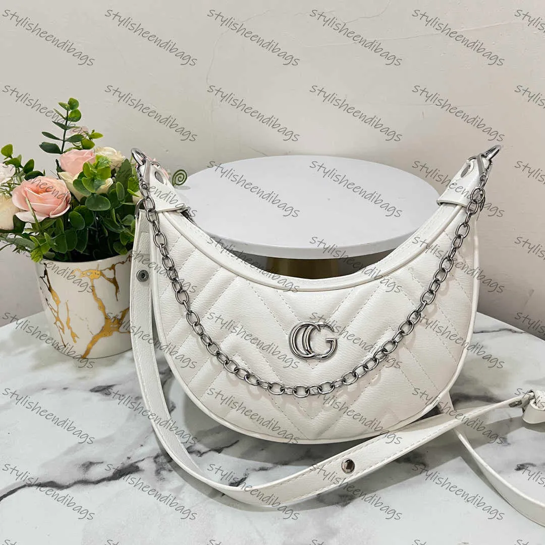 2024 Damska luksusowa marka torebki na ramię moda g metalowa sieć łańcucha sliver nowi nowi księżycowe zęby pod pachami torba torebka crossbody Bag 11008#