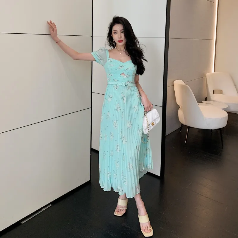 Elegant Chiffon Midi Dress - Backless Summer Dress, Short Sleeve Pleated  Dress, Casual & Party Ready, Flowy A-Line Sundress from Dhgate Basic &  Casual Dresses - price 102.69