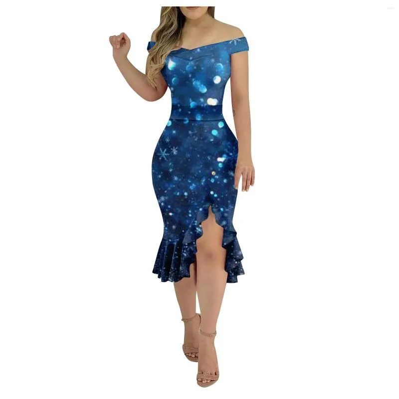 knee length dresses for ladies Printed Trumpet-Hem Sheath Dress