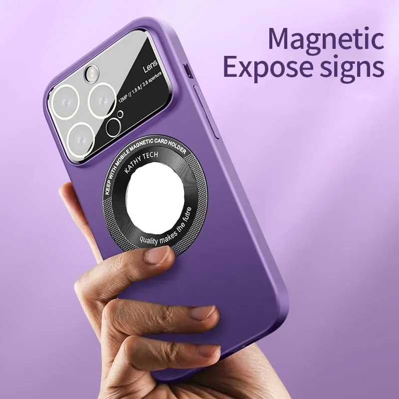 Magnetische grote glazen lens Telefoon PC Case Cover Groot venster Lensbescherming Magnetische schaal voor iPhone14 13 ProMax schokbestendige hoes