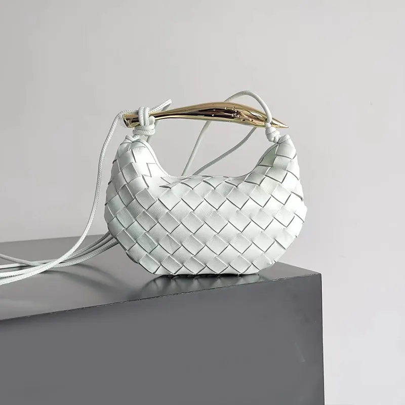 Designer White Clutch Woven Evening Bag 10A Quality Knitted Hand