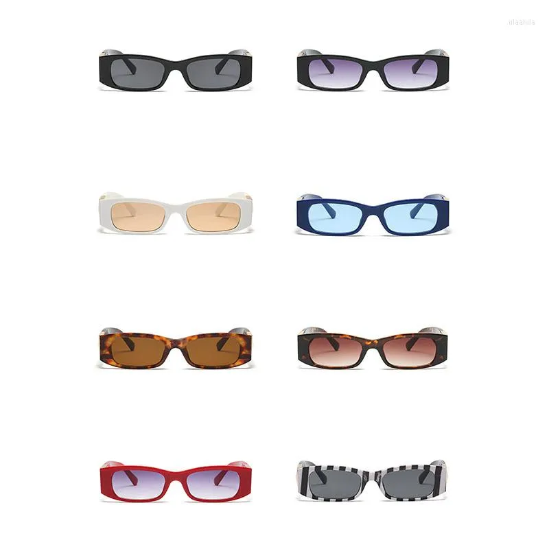 نظارة شمسية أزياء إطار مربع صغير مربع شخصية تصميم العلامة التجارية للعلامة التجارية المضادة للانقراطيات UV400 للنساء البالغين الرجال