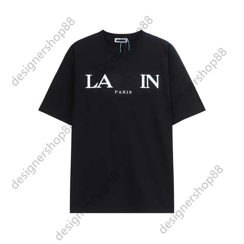 Camiseta de hombre de alta edición 2023 New Lavins camiseta de diseñador High Street negro de manga corta con letras bordadas camiseta de cuello redondo