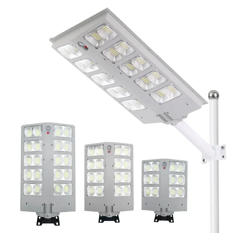 LED 태양 거리 조명 모션 센서 600W 800W 1000W 개폐식 기둥이있는 야외 정원 보안 램프