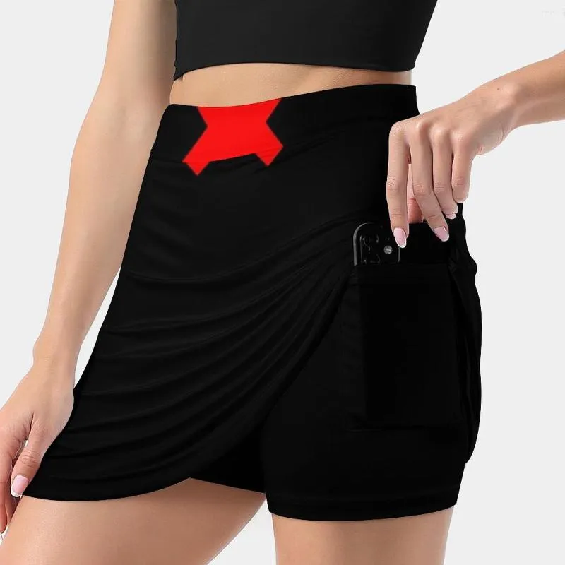 Jupes Croix Rouge Sur Noir. X. Faux. X Marks The Spot Mark Jupe pour femme avec poche cachée Tennis Golf Badminton