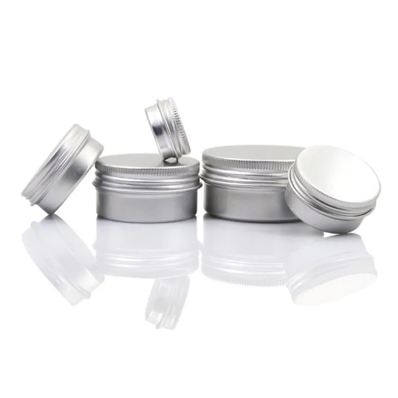 Envases de bálsamo labial de aluminio vacíos Frascos de crema cosmética Artesanías de hojalata Botella de bote 5 10 15 30 50 100 g Vpope