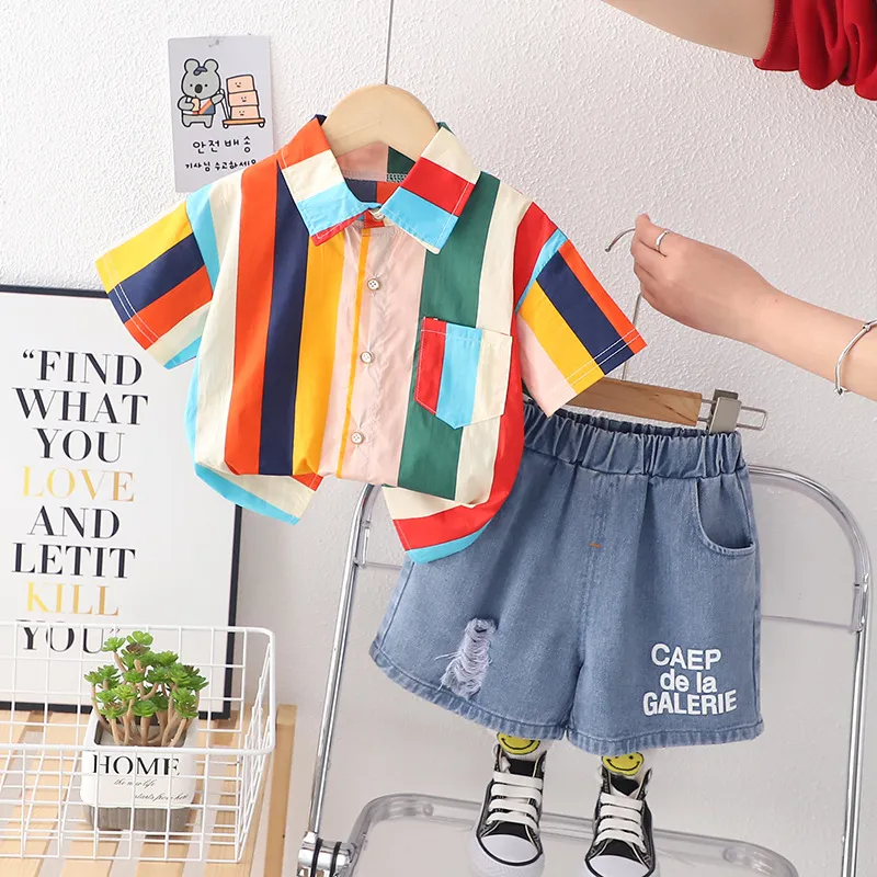 Fun And Fashion With Short Sleeve Striped Tee Toddler Set