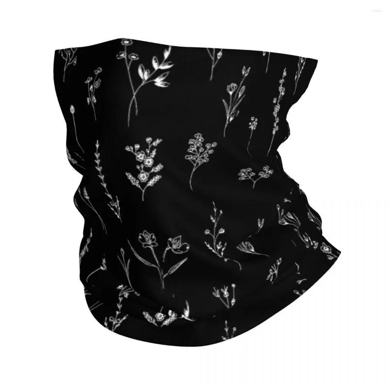 Schals Schwarz Wildblumen Bandana Halsmanschette Bedruckt Floral Natur Botanisch Blume Gesichtsschal Mehrzweck-Kopfbedeckung Radfahren Männer Frauen Erwachsene