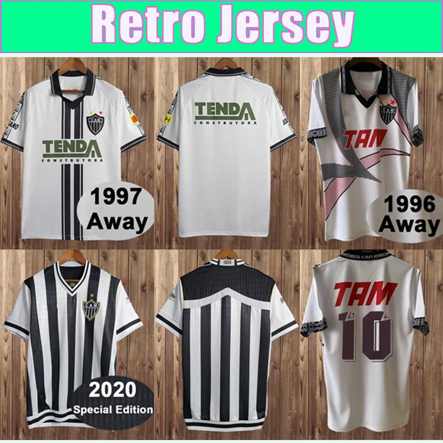 Maglia da calcio Atletico Mineiro 1996 Maglia da calcio a maniche corte bianca retrò da uomo