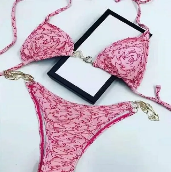 2030 Pink Designer bikini Costume da bagno donna Bikini set design Bikini G Chain costumi da bagno set Sexy Costumi da bagno estivi Wind Ladies Backless Split Costumi da bagno womans biki