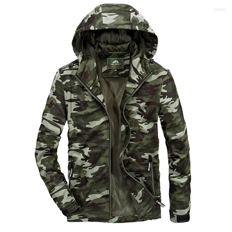 Heren Jassen Merk Jas Mannen Militaire Jas Mannelijke Bovenkleding Camouflage Capuchon Kraag Losse Windjack Chaqueta Hombre M-3XL