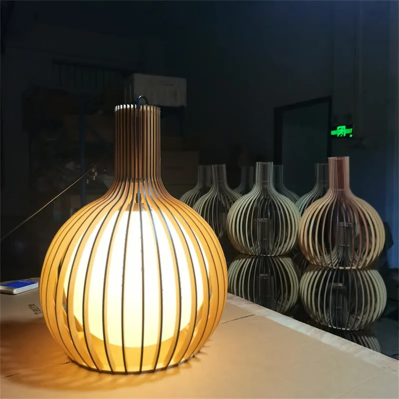 Moderne Houten Vogelkooi Kroonluchters Licht Zwart Wit Bal Binnen Opknoping Lamp Voor Living Eetkamer Decoratie Verlichting Armatuur Dia35cm