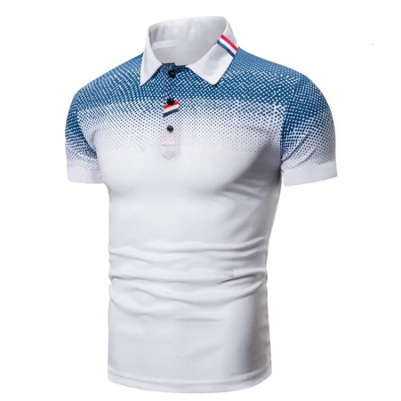 Męska marka Polos Men Gradient Polo koszule dla mężczyzn swobodny stały kolor Slim Fit Mens Polos oddychający górna koszula 230609
