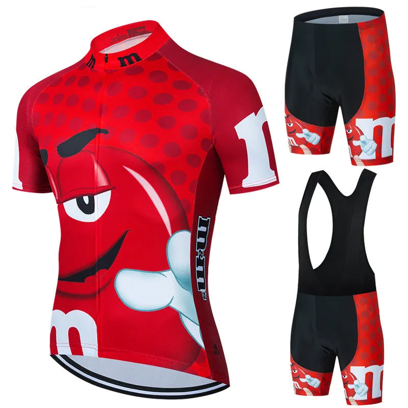 Radtrikot-Sets, rotes Cartoon-Team, kurzärmelig, Sommer-Herren-Radtrikot-Set, Sport, MTB, Fahrradbekleidung, Fahrrad, Straßenreiten, Set, Trägerhose, 230609