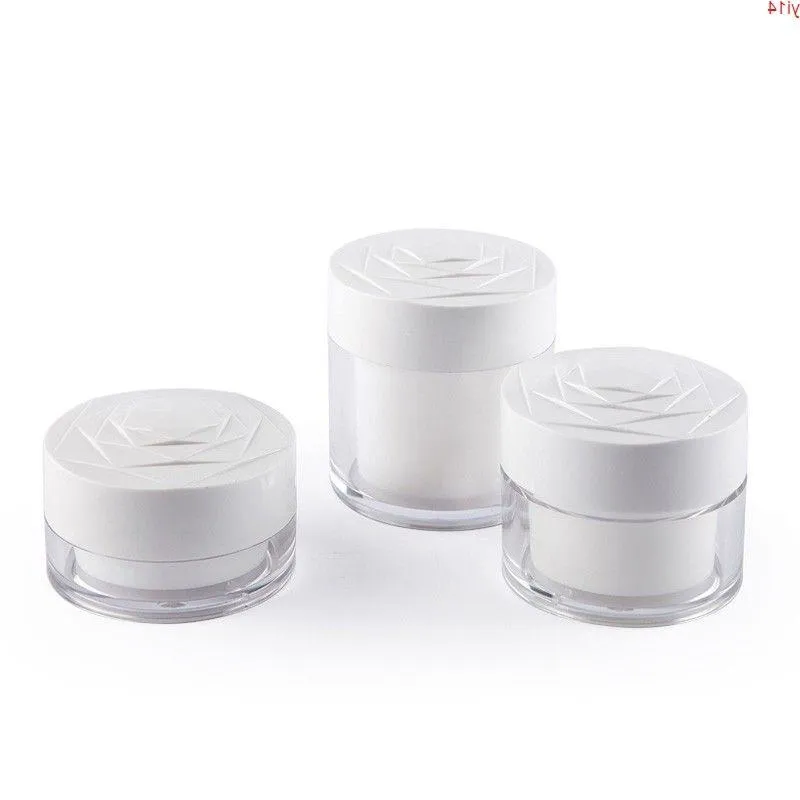 Contenitori vuoti per crema cosmetica in plastica bianca da 15 g 30 g 50 g, vasetto per campioni di trucco per il viso in vasetto per occhi piccoli, flaconi per la cura della pelle di alta qualità Sxqup