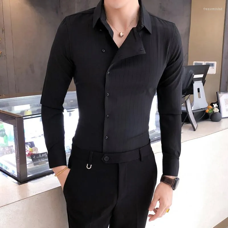 Men's Casual Shirts 2023 British Style Business Men Dress Shirt Fashion Slim Fit Long Sleeve Formal Wear For Personalized