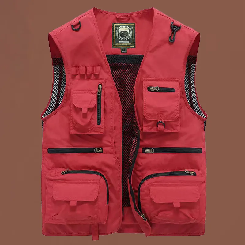 Scarico estivo Abbigliamento da lavoro Uomo US Escursionismo tattico Gilet da pesca Fotografo Gilet Maglia Cargo Giacca senza maniche Strumenti Tasca 5XL tasche multiple