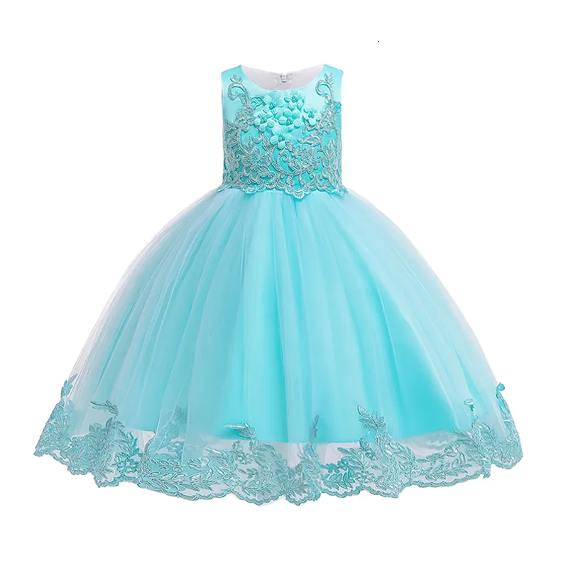 Girl's Dresses Applique Lace Girls Dress Party Girl Summer Dresses Children Birthday Princess Wedding Bridesmaid Dresses 3-10 Years Vestidos 230609