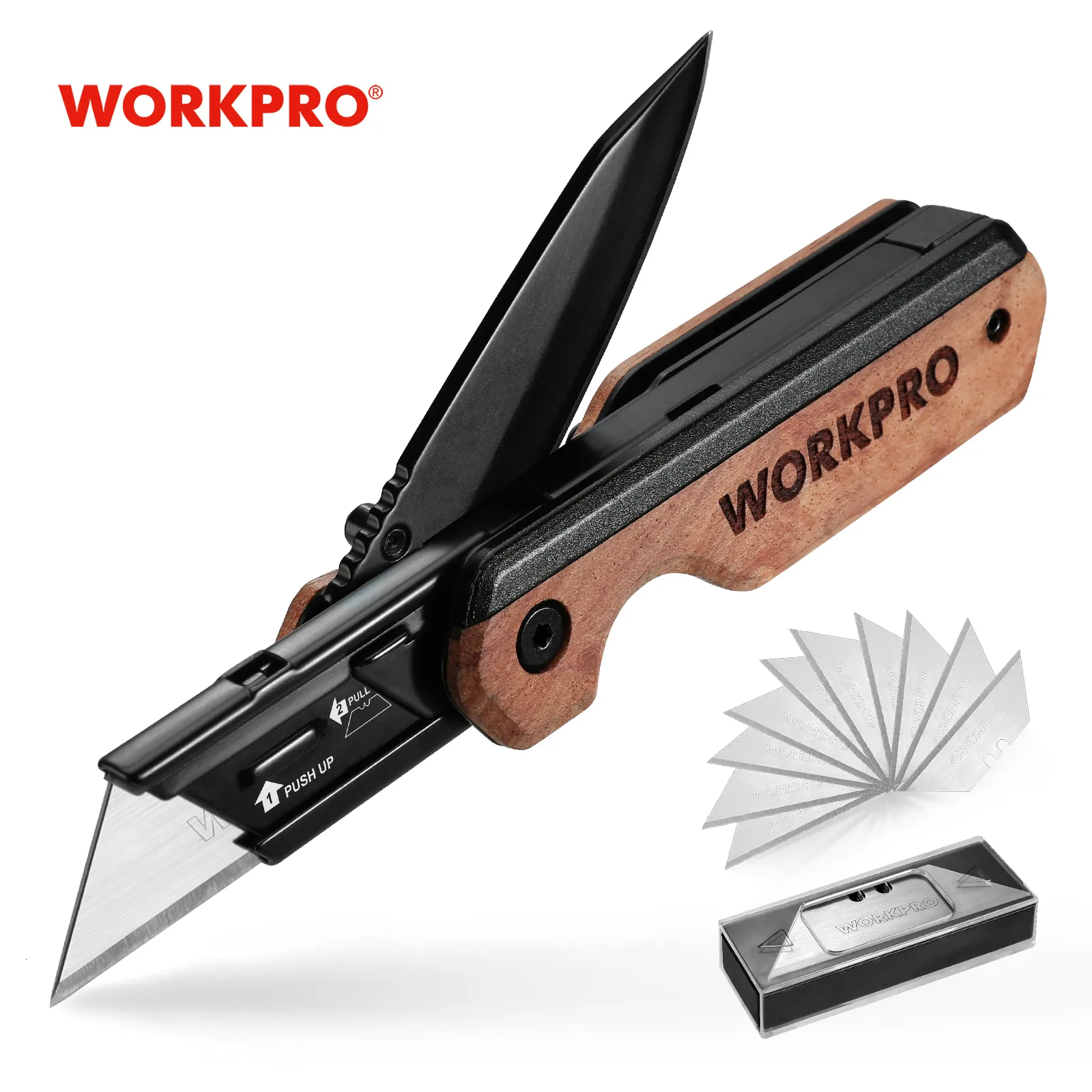 Narzędzia do przycinania WorkPro wielofunkcyjne składanie noża przenośna Pocket Electrican Utility z 10pc Blades Paper Cutter DIY Ręka 230609