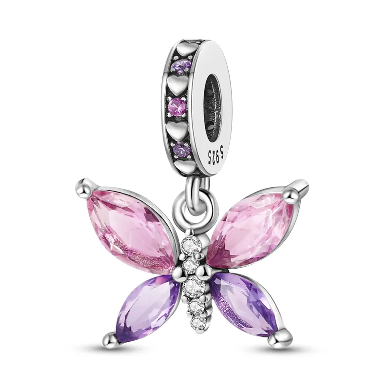 925 silver Fit Pandora Original charms DIY Pendant women Bracelets beads Heart Shaped Butterfly Starry Buckle Clip Spacer Stopper Charms Safety Chain