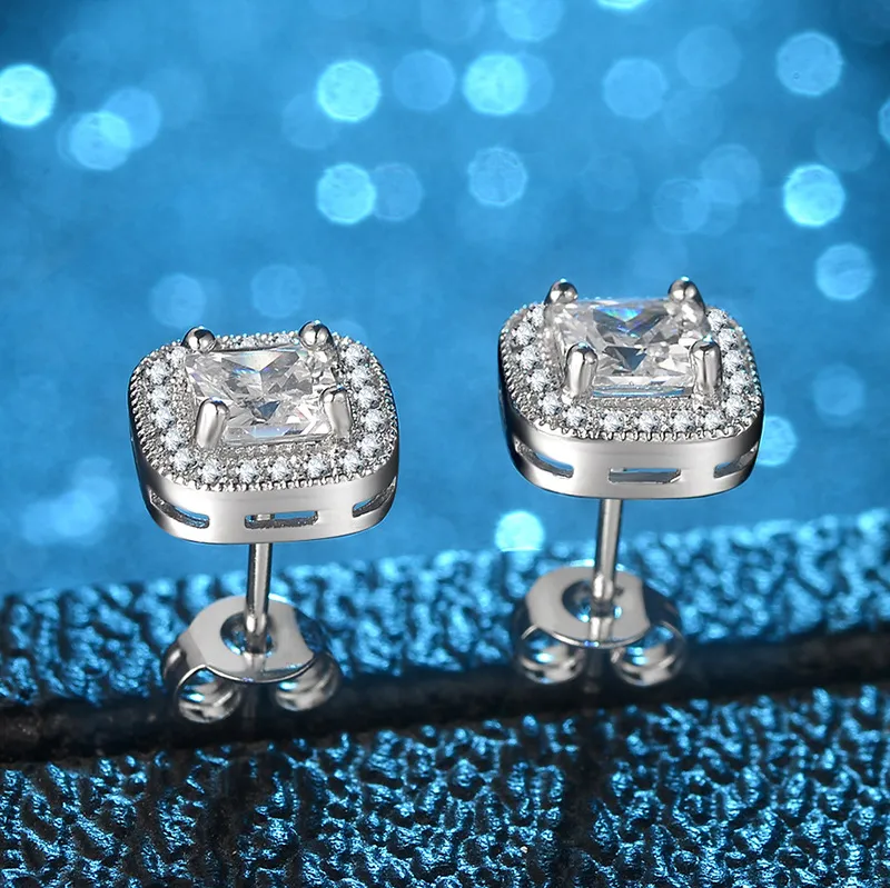 Chic White Topaz CZ Diamond-Set Sterling Silver Stud Earrings For Brides And Special Occasions_voghion.com