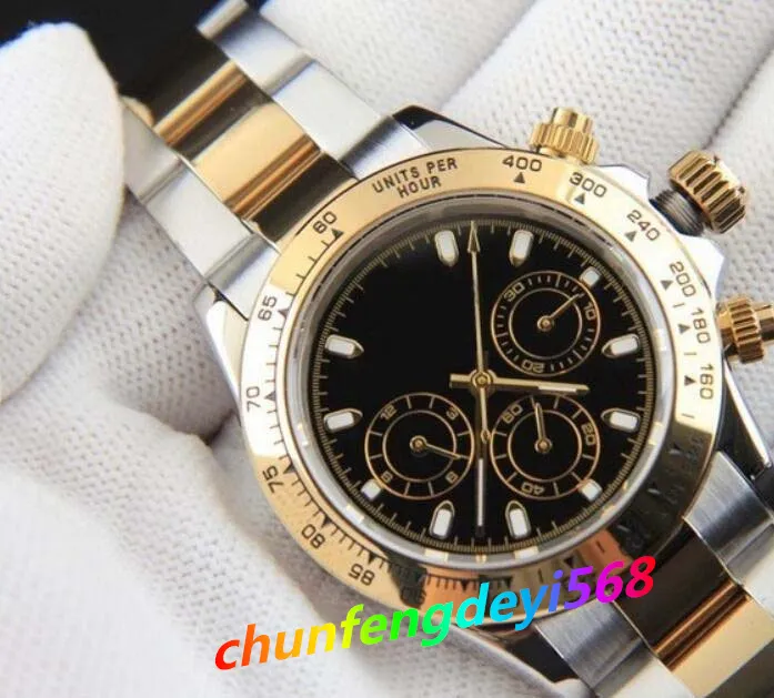 Reloj de hombre de alta calidad 2813 Deportes Relojes mecánicos automáticos 116503 Reloj de pulsera 40 Blanco Negro Dial Oro Correa de acero inoxidable Reloj sin tiempo 116508