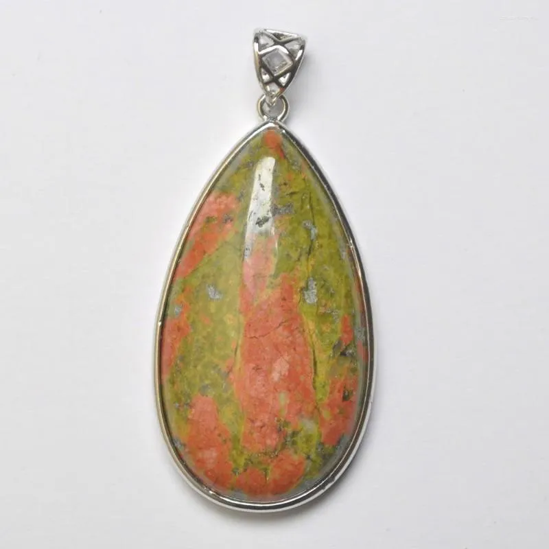 Collane con pendente Natural Unakite Epidote Stone Water-drop GEM Fashion Jewelry S3077