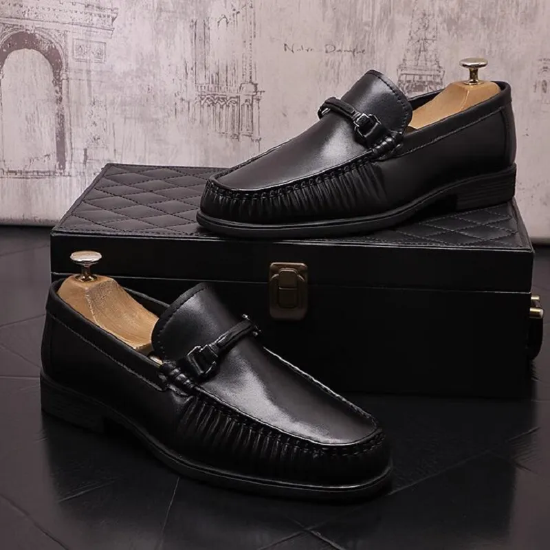 Men`s Leather Shoes New Loafers Summer Business Formal Casual Shoes Youth British Style Shoes D2H58