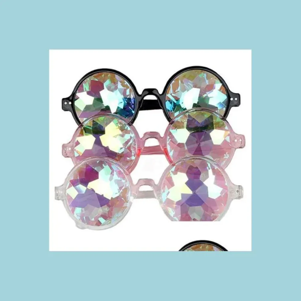 Disco-Kaleidoskop-Brille, Regenbogen-Kristalllinsen, Prisma, Beugungsglas, Brillen, Urlaub, Tanz, Punk, i0612