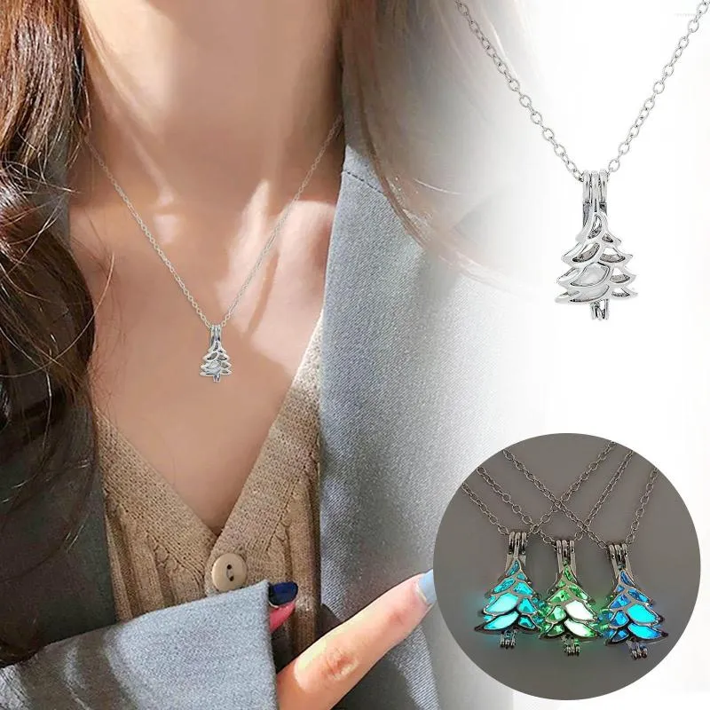 Catene Luminoso Apribile Albero Di Natale Ciondolo Catena Collana Gioielli Moda Regali Per Ragazze Collares