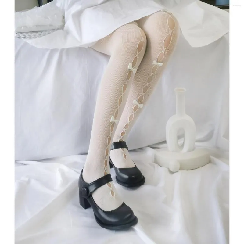 Women Socks Lolita Tights Flower Marriage Handmade Bowknot Hollow Lace JK Pantyhose Beautiful Girl Cute Calf Stockings