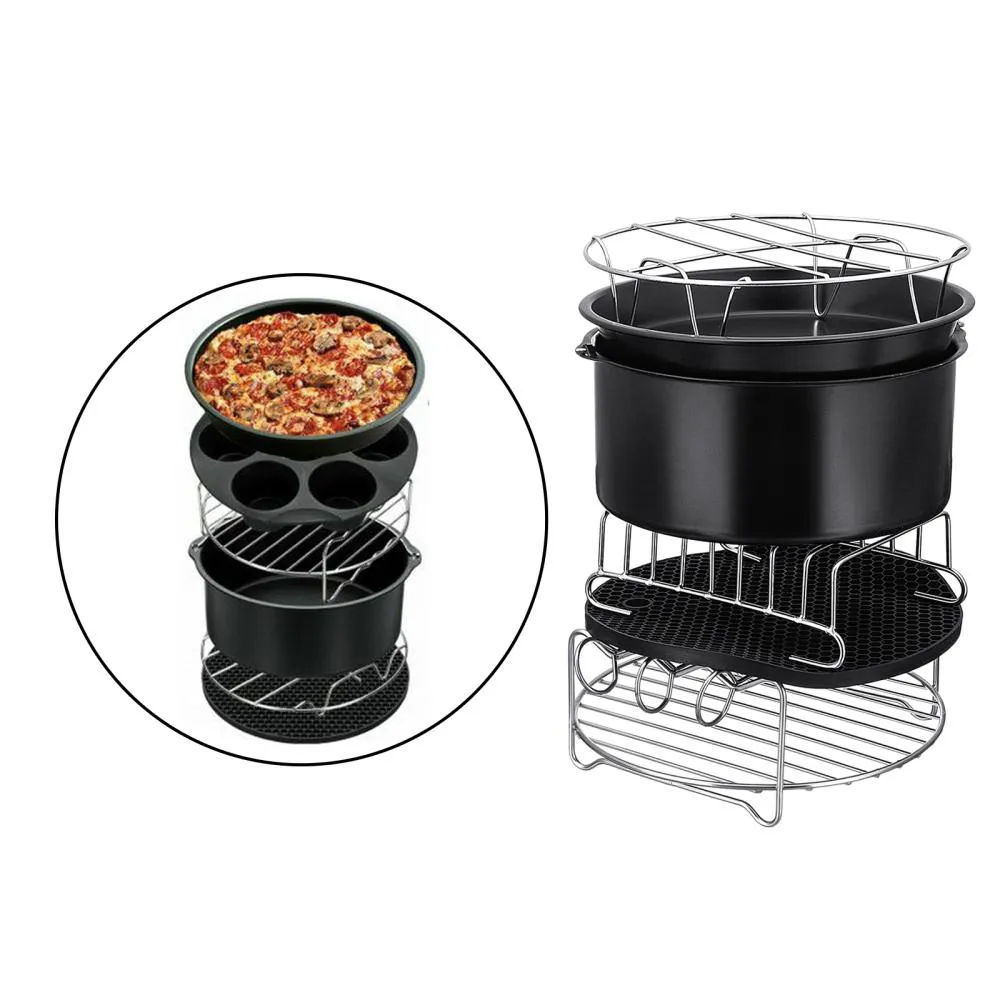 12pcs Air Fryer Accessories 9 Inch Pizza Plate Grill Pot Kitchen Cooking Tool for Party Fit all Airfryer 4.2-8QT