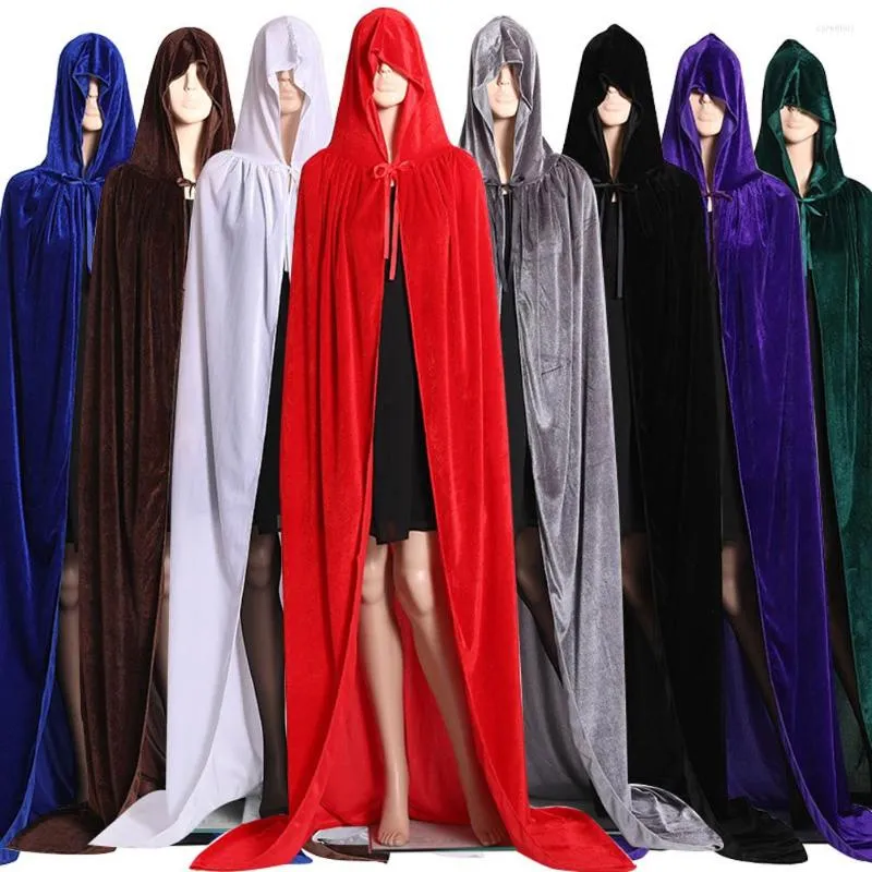 Costume Costume Unisexe Soft Velvet Hooded Cape Halloween Christmas Party Cosplames Costumes For Women Men Wizard Prince's Long Cloak D