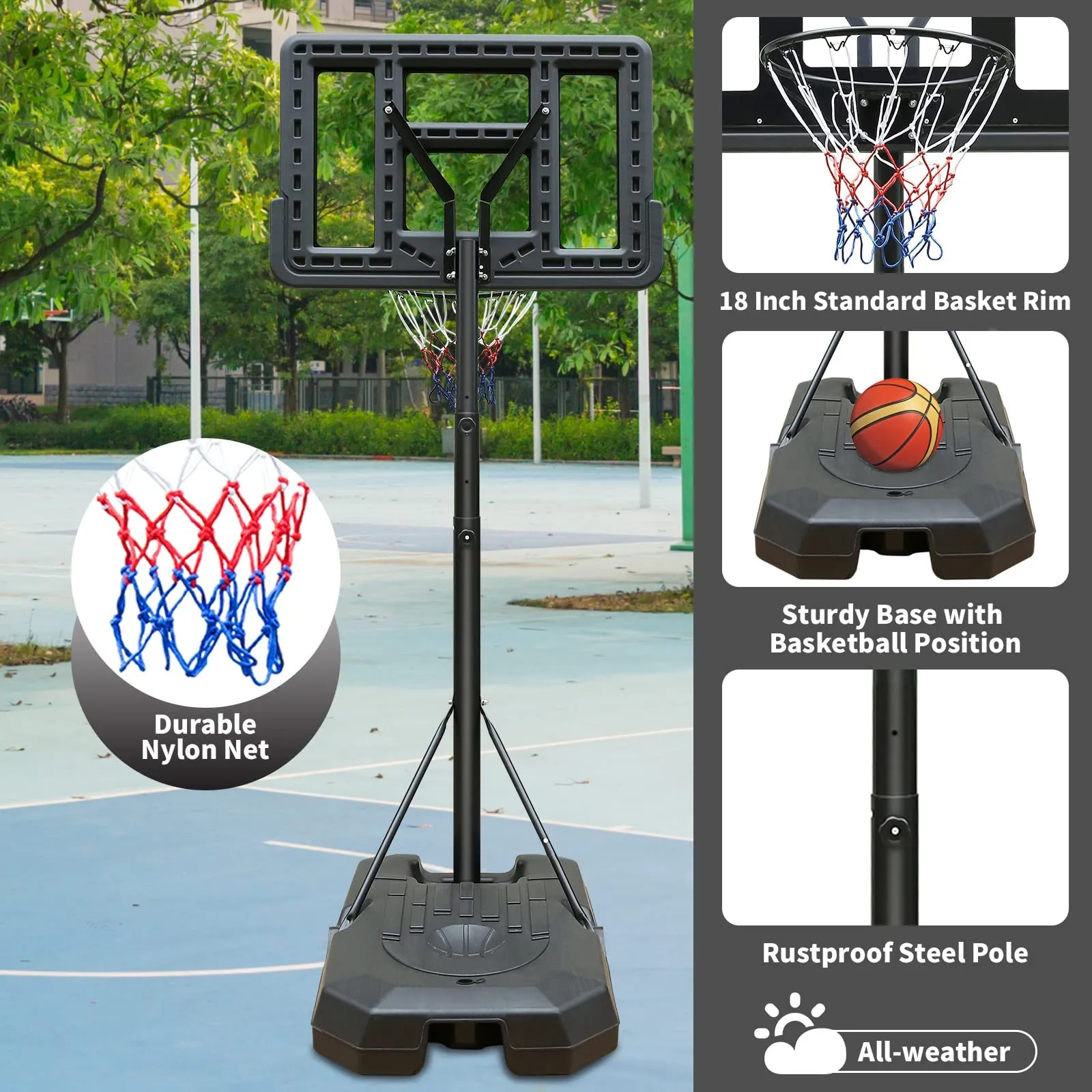 SEGMART Basketball Hoop for Outdoor Indoor, 4.9-10ft Adjustable Adults
