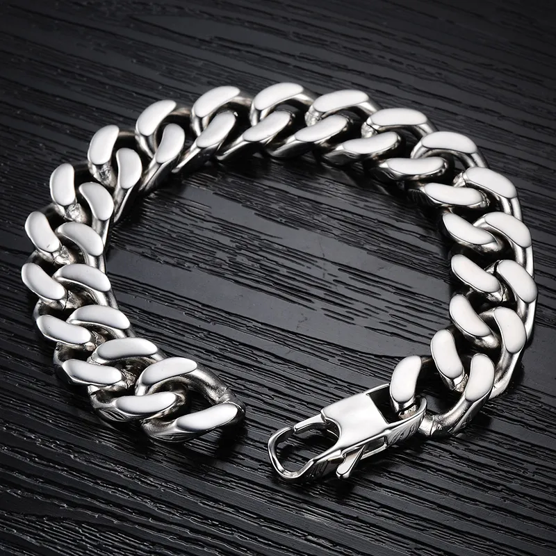 882174789 bracelet Argent Plaqué Chaîne Bracelet Hommes Lien Bracelet Géométrique Poli Bijoux Pour Hommes Exquis À La Mode Accessoire