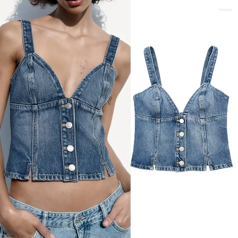 Débardeurs pour femmes 2023 Denim Corset Top Femmes Hors Épaule Crop Sexy Tube Femme Mode Streetwear Y2k Tank