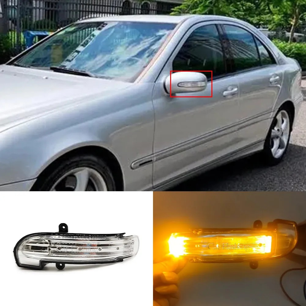 2 datorer för Mercedes Benz C-Class W203 C230 C240 ​​C32 2004 2005 2006 2007 4Door Car LED Mirror Turn Signal Indicator sidolampan